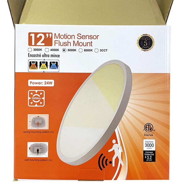 12" LED Flush Mount With Motion Sensor