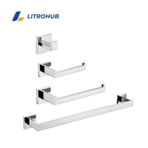 "Bathroom Accessories Robe Hook + Paper Holder + Towel Holder + Towel Bar"