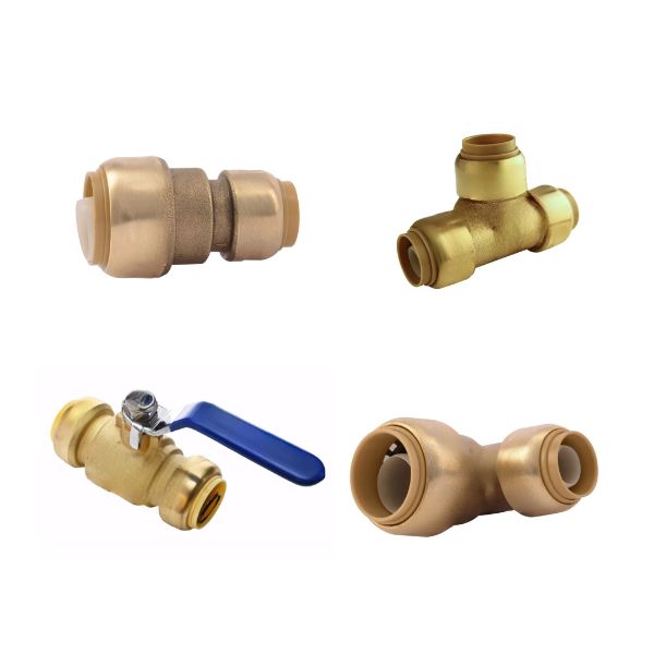 PEX fitting Push to Connect Brass ½” ¾”