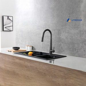 LitroHub Pull out Kitchen Faucet Matt Black
